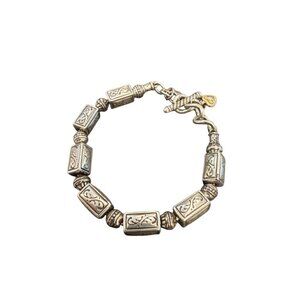 Brighton Silver Toggle Clasp Bracelet With Rectangular Beads Pre-Owned Good Con